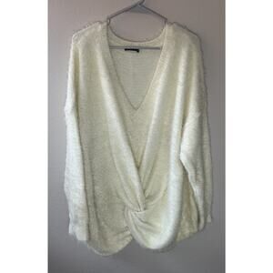 Very J oversized soft tie long sleeve white cream sweater size 2X cozy oversized